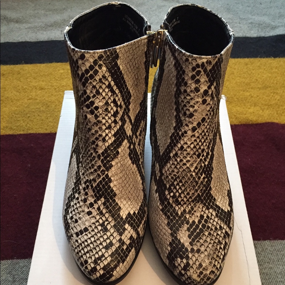 Snake print booties